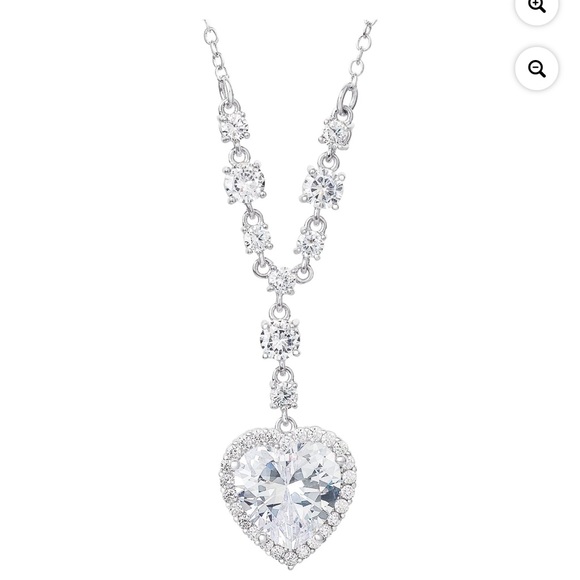 Believe by brilliance Silver Plated Heart Necklace with Cubic Zirconia 18"+2" - Picture 1 of 7